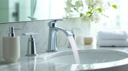 Modern Bathroom Sink with Chrome Faucet