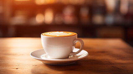 A steaming cup of coffee