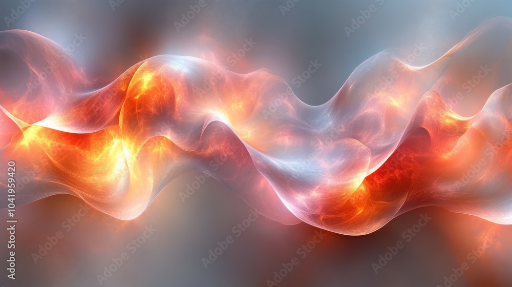 Aufkleber Colorful abstract patterns, blending orange and blue shades, create a flowing, dynamic visual effect that captivates the viewer. The light swirls enticingly, suggesting movement.