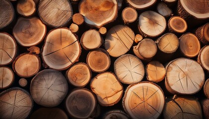 texture and background of a pile of sawed firewood with a rustic wood surface and structure capturing the depth of field pile of wood close up surface nature background stack
