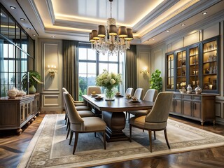 Modern Luxury Dining Room Interior Design for Elegant Homes with Sophisticated Decor and Ambient Lighting