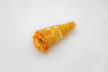 Traditional savory straws stuffed with chicken and hearts of palm