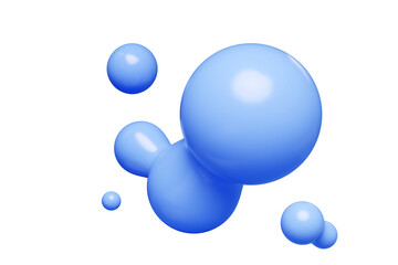 Blue abstract liquid metaball shape. 3d render illustration of fluid soft bubble blob. Organic bright decorative sphere geometric form. Morphing ball aqua drop or molecule. Flow particles.