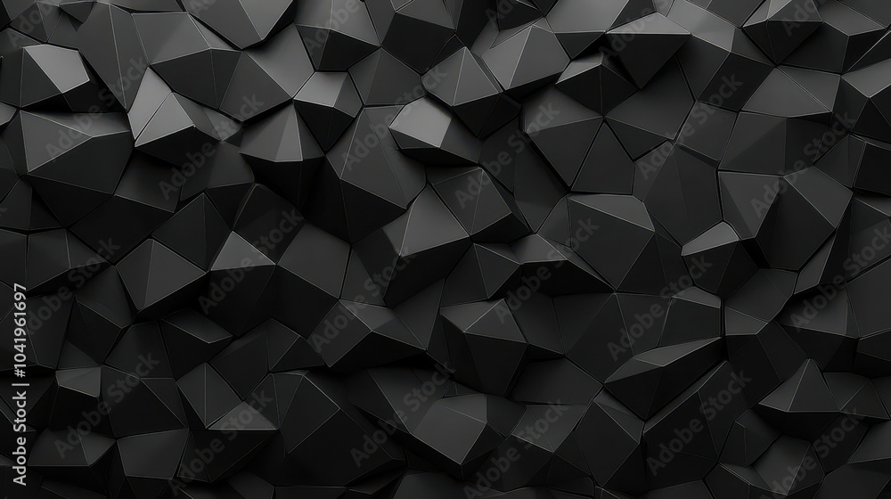 Poster abstract black 3d geometric triangular polygon facet background for modern design