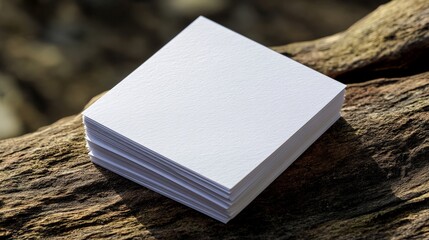 Fototapeta premium Minimalist Blank White Papers on Wooden Background