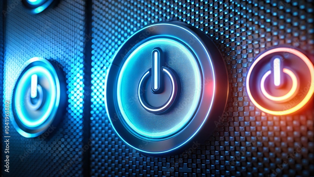 Poster modern power on/off symbols in creative design for user interfaces