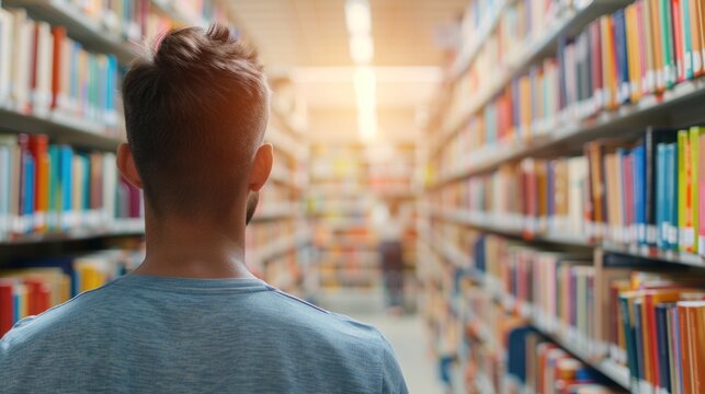 Librarian organizing books in a vibrant library for efficient arrangement and reader engagement.