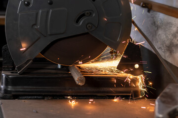  close-up of miter saw for metal cutting