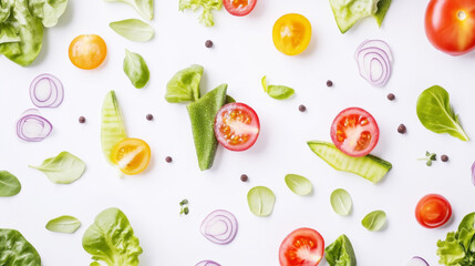 Fresh Vegetables Salad: Tomatoes, Cucumbers, and Onions