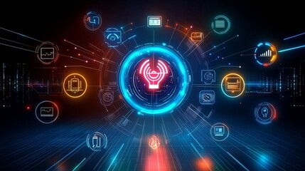 Obraz premium An_illustration_of_a_central_AI_symbol,generated ai