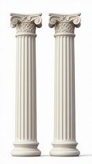 Elegant Greek columns isolated on white background