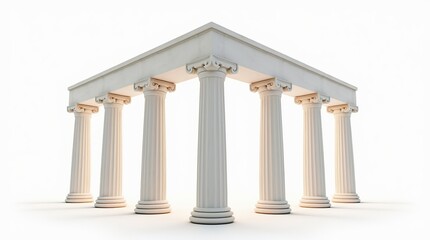 Obraz premium Greek columns isolated on a white background in symmetrical arrangement