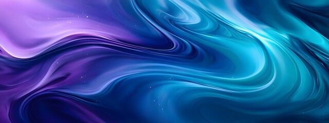 Abstract fluid art, with dark teal and purple hues and emerald green swirls, in a close-up, cinematic style.