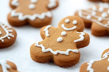Smiling gingerbread man cookie with festive decoration