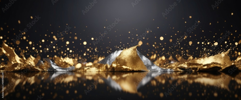 Poster golden and silver metallic surfaces create an enchanting effect as they shimmer and reflect light, c