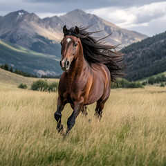 Beautiful Horse in a Lush Meadow