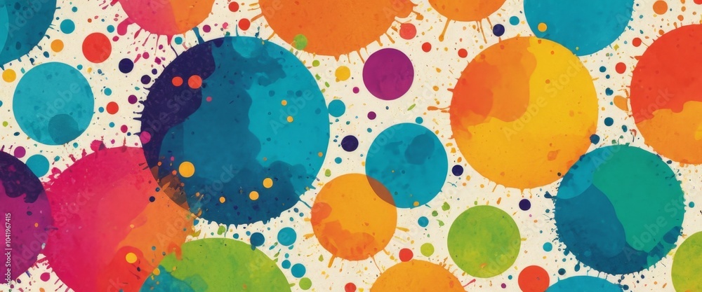 Aufkleber a dynamic arrangement of colorful circles in various sizes splashes across a light surface, evoking 