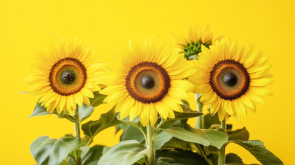 Naklejka premium Vibrant Yellow Sunflowers on a Sunny Day - Beautiful Floral Photography