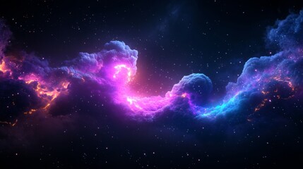 Obraz premium Vibrant cosmic nebula with colorful gas clouds