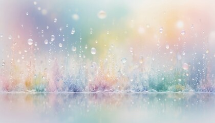 This mesmerizing display features vibrant droplets cascading gracefully, reflecting soft pastel hues against a calm backdrop, evoking a sense of peace and wonder