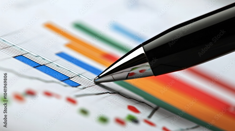 Aufkleber analyzing data trends insights from graphs and statistics using a pen for precision