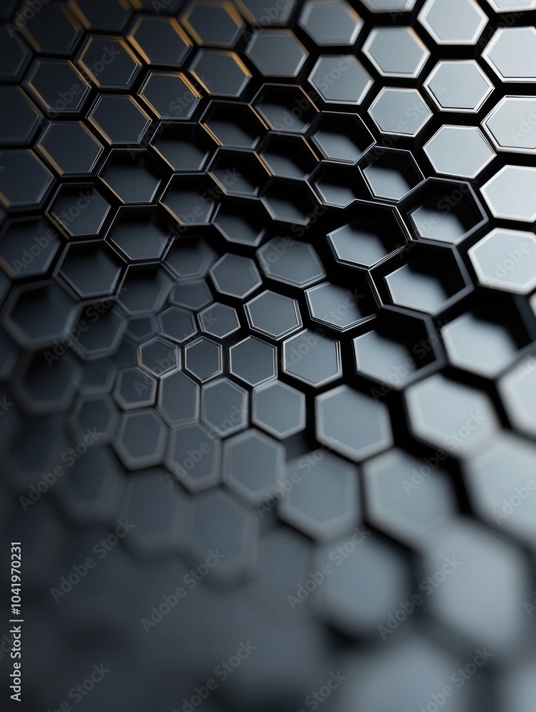 Poster complex layers of hexagons form a captivating geometric abstraction, showcasing depth and texture in