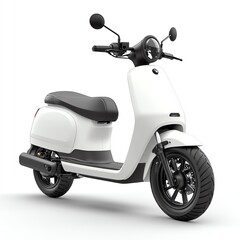 Modern white electric scooter on a white isolate background.
