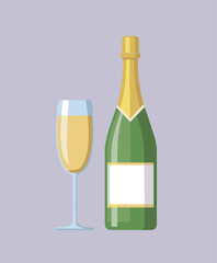 champagne bottle and glass