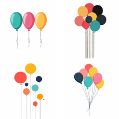 Obraz premium Balloons isolated on white green balloons balloons sky balloons blue balloons confetti hot air