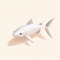 Fototapeta premium A sleek, stylized fish illustration featuring a pale body with subtle spots, set against a light background, conveying a sense of calm and minimalism.
