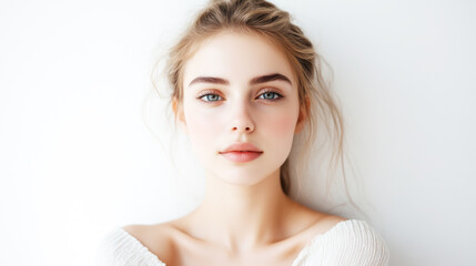 Fototapeta premium Beautiful Woman Portrait with Natural Makeup and Blonde Hair