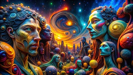 Night Photography of Dynamic Sculptures Showcasing Human Emotions and Mind Complexity