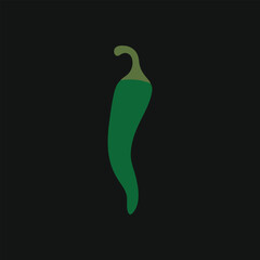 Green hot chili peppers isolated on black background