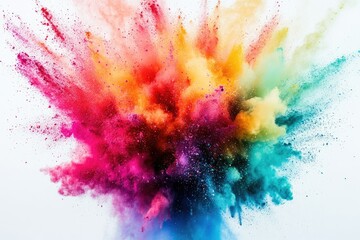 Fototapeta premium Vibrant Colorful Powder Explosion on White Background