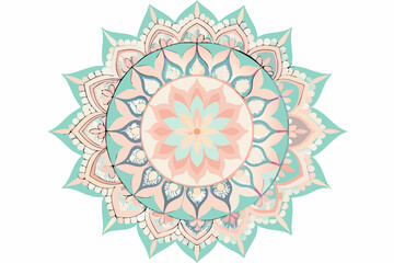 Geometric Floral Mandala with Symmetrical Patterns