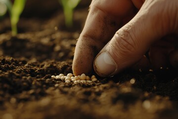 Hand Planting Seeds in Fertile Soil