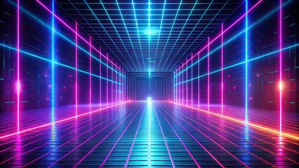 neon cyberpunk disco background with leading lines