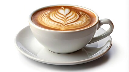 Realistic cappuccino hot on white background clipping path included