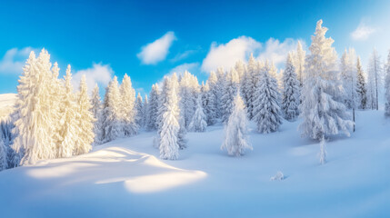 Fototapeta premium Snow Covered Forest in Winter Wonderland