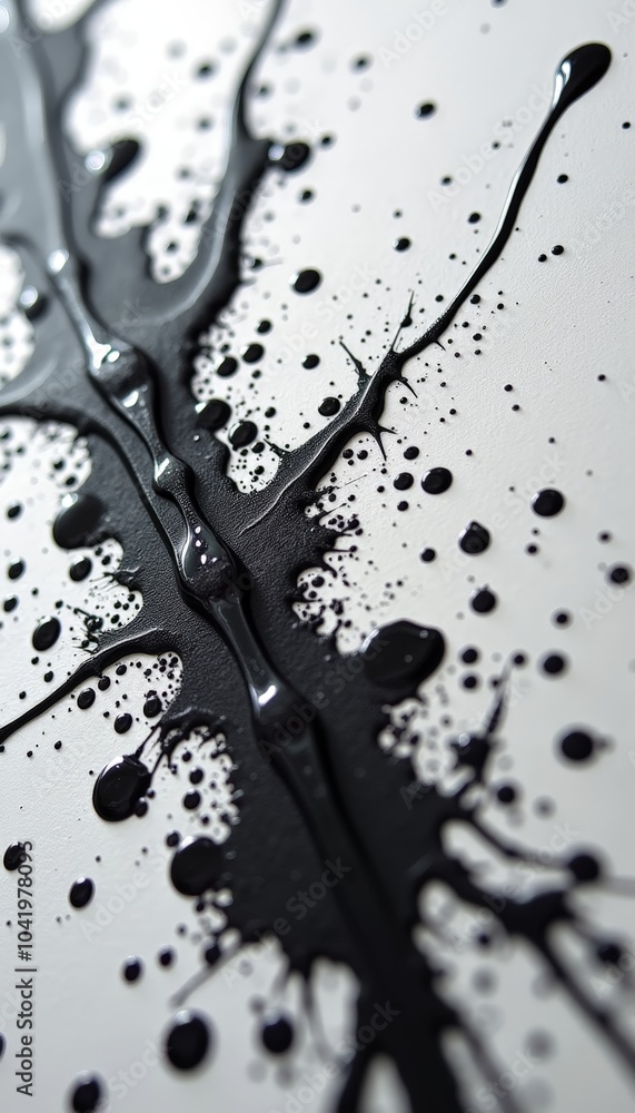 Fototapete bold black ink trails across a textured canvas, creating a captivating pattern with droplets and spl