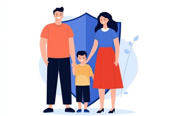 Family Togetherness A Bright Illustration of Parental Love and Protection for Children