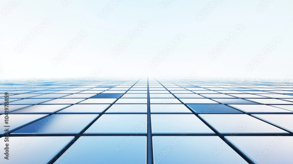 Poster stunning abstract angular grid featuring blue and white colors creates sense of depth and perspectiv