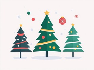 Obraz premium Playful Snowy Christmas Trees with Colorful Ornaments