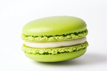Elegant Green Macaron on White Background