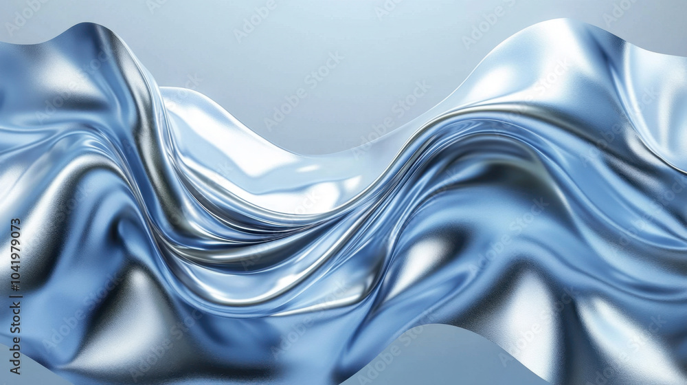 Aufkleber mesmerizing abstract wave in metallic silver, showcasing smooth curves and reflective surfaces that 