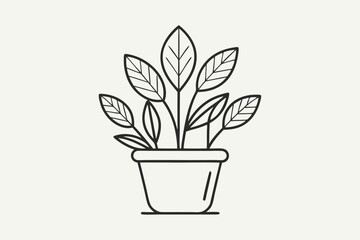 Minimalist Plant Illustration with Simple Line Art