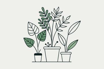 Minimalist Plant Illustration with Simple Line Art