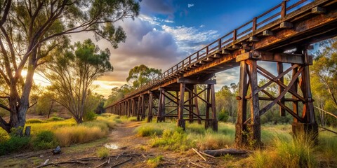 Fototapeta premium Old Disused Railway Bridge in Rural Queensland - Minimalist Photography