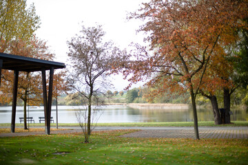 Obraz premium Breathtaking Nature Photo of a Tranquil Lake at Sunset
