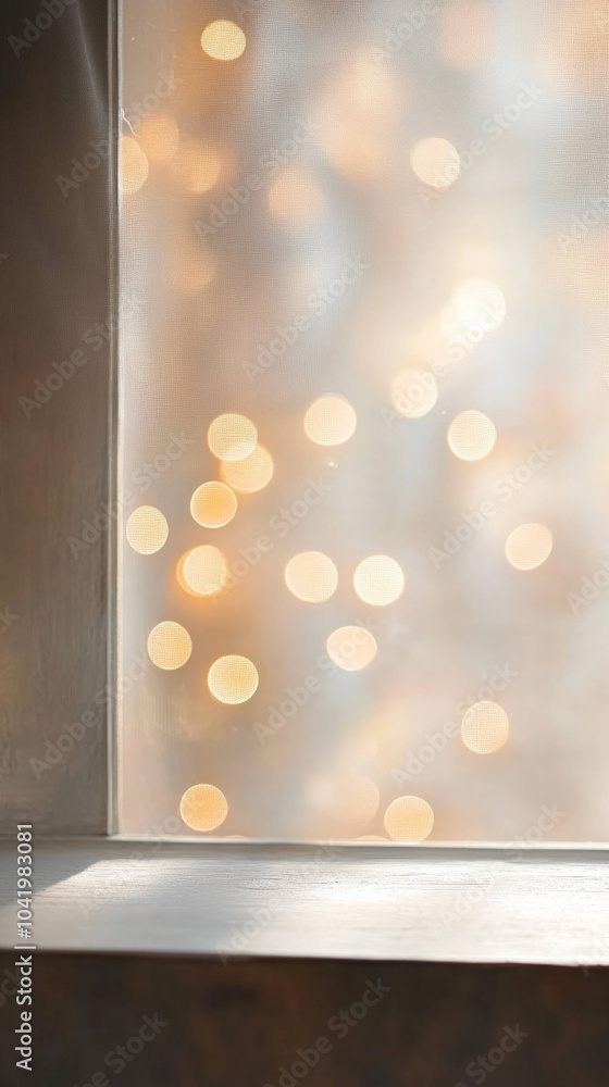 Poster soft focus image of twinkling lights in dark room, creating warm and inviting atmosphere. blurred bokeh effect adds dreamy quality to scene